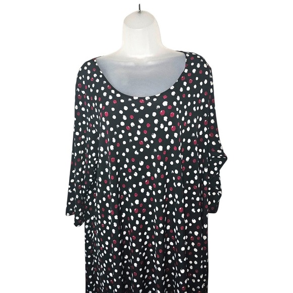 Karen Kane Plus Size 3X Polka Dot Midi Dress Black White Red 3/4 Sleeve USA - Picture 3 of 10